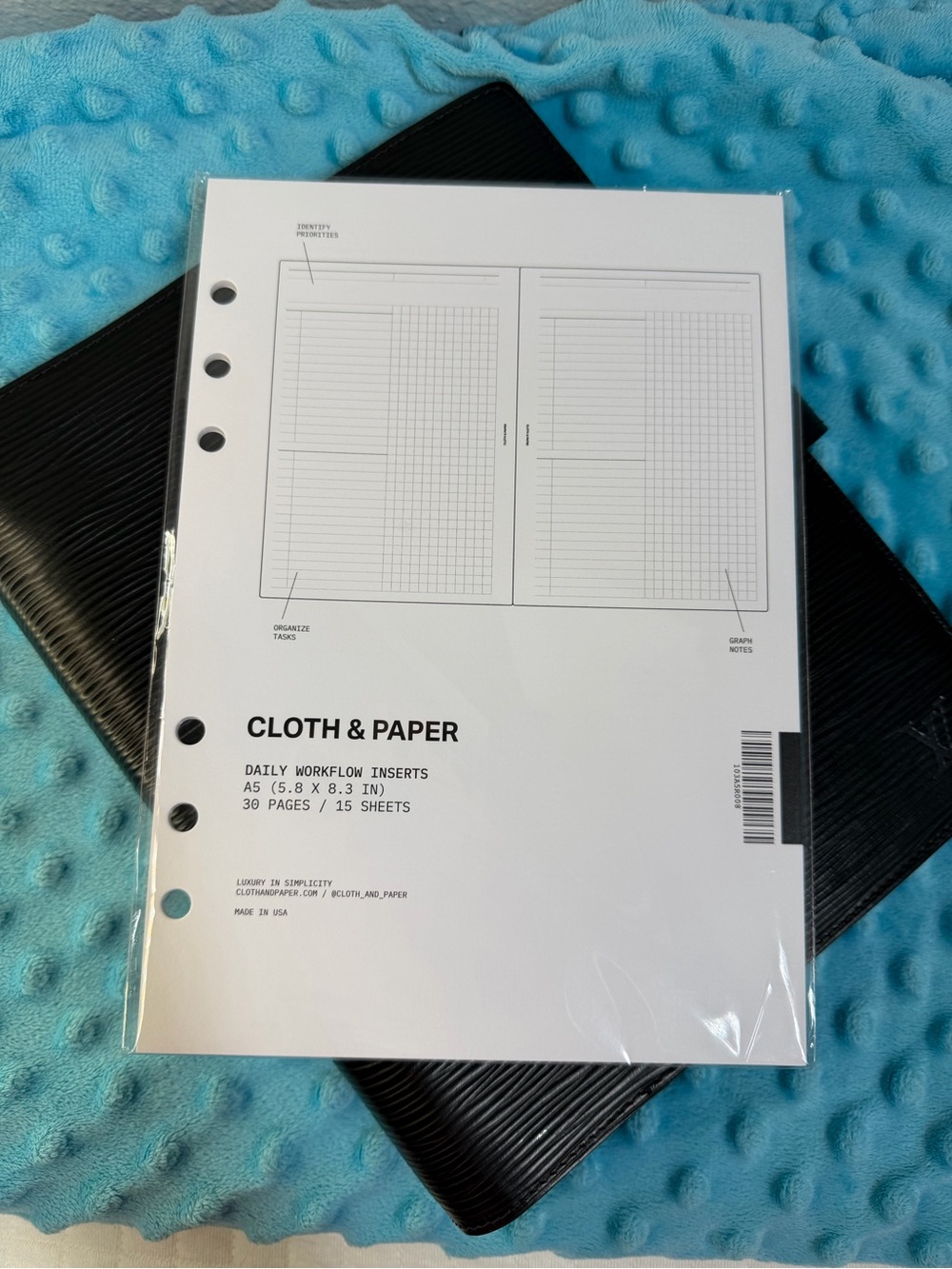 CLOTH & PAPER Daily Workflow Inserts A5 Planner Refill